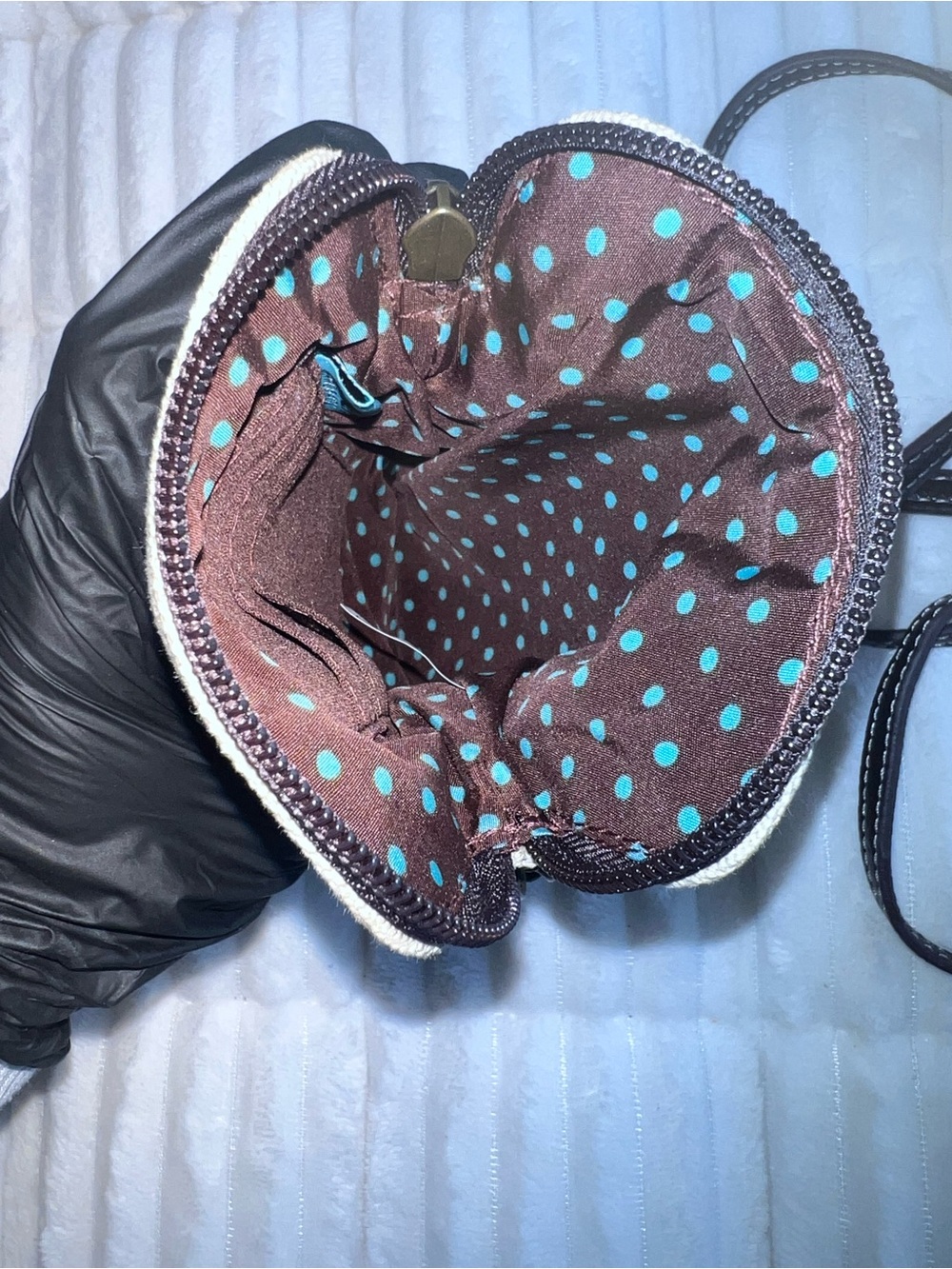 Chala Beige Crossbody with Teal and Brown Bird Applique - Picture 5 of 11